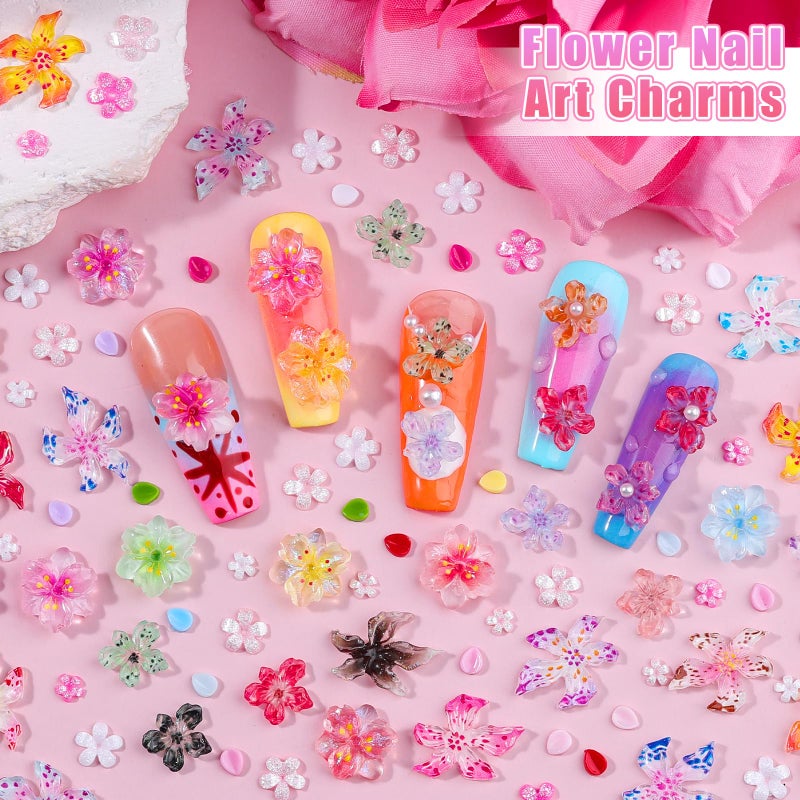 editTime Flower Nail Art Charms, 3D Flowers for Nails Colorful Hawaii Hibiscus Nails 3D Acrylic Flowers Petals Floral Nail Gems for Women Nail Art Design (HawaiiFlowers) - Image 3